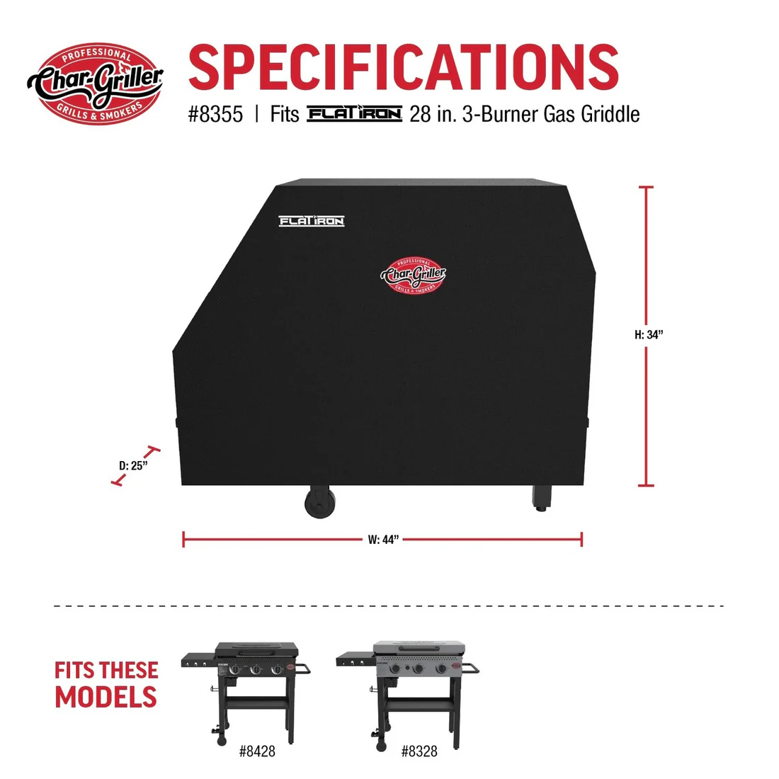 Char-Griller Premium 3 burner Griddle Cover